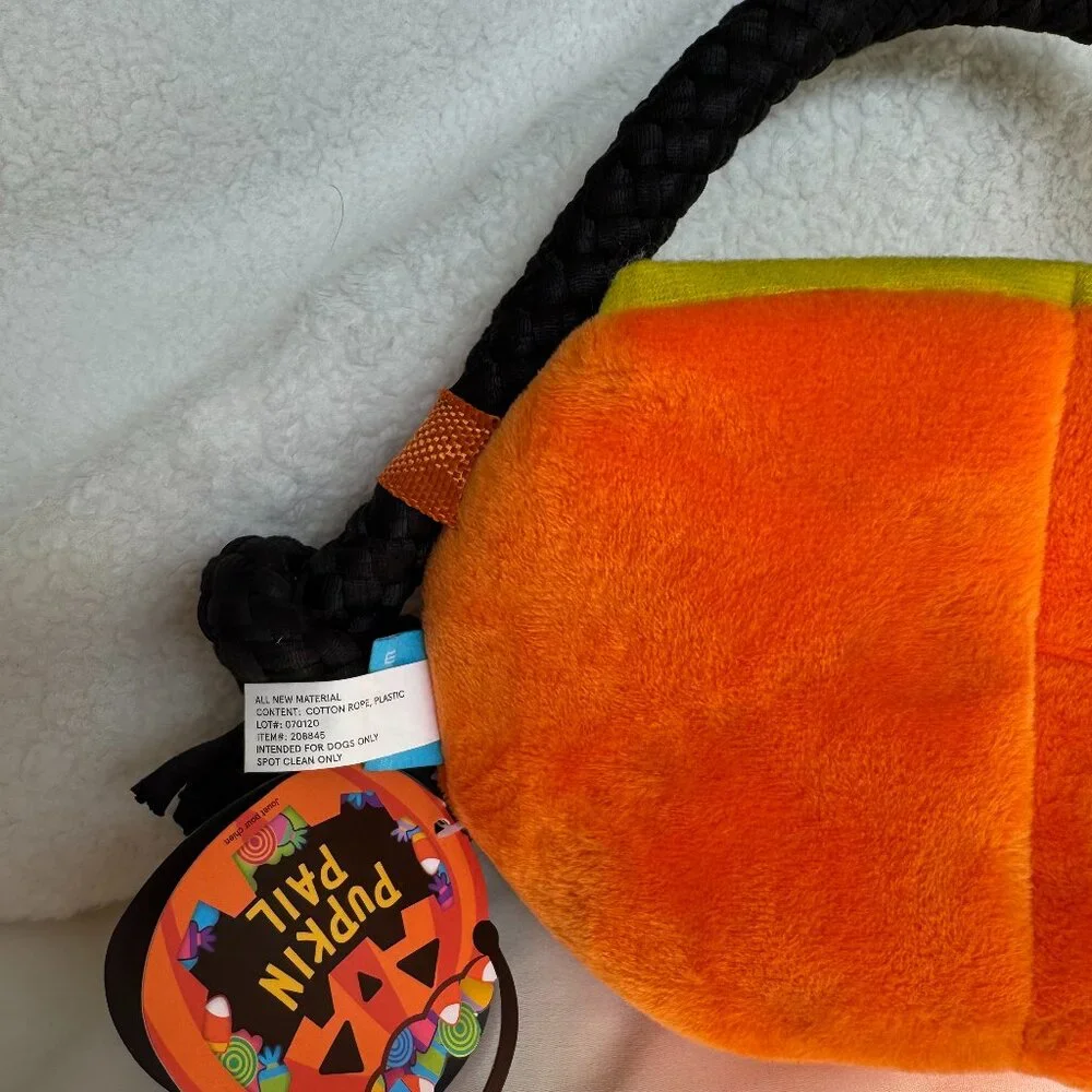 NWT Bark Box Dog Toy PUPKIN PAIL, Pumpkin Trick or Treat Bag, Orange, Size S-L